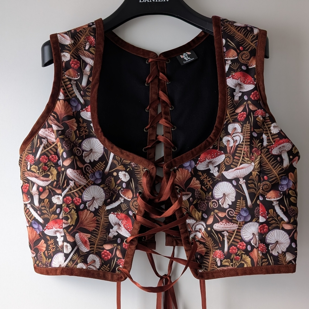 Sz 20 Fairycore Mushroom Corset Bodice custom made from Costuro Real in Spain